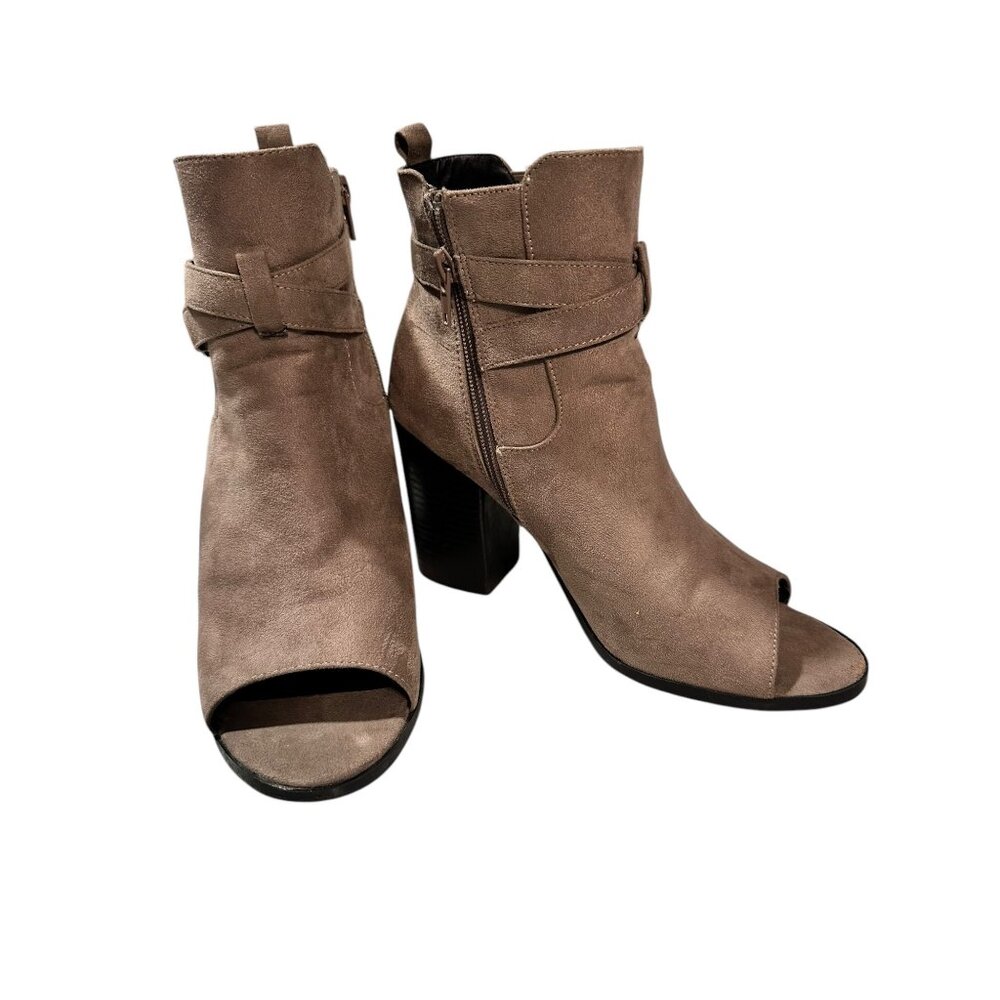 🍒 2/$20 🍒 Womens Peep Toe Ankle Booties With Buckle Strap & Zipper Closure